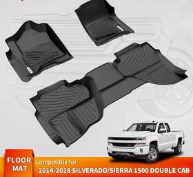 F09eotiw006a Oedro Floor Mats Liner For 2014-2018 Silverado/sierra 1500 Double Cab Tpe All Weather