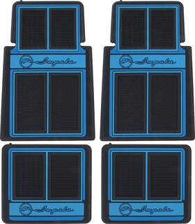 K76108 Oer Authorized 1958-92 Chevrolet Impala Floor Mat Set Inch Script Logo Blue 4 Piece