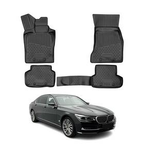 1233444 Omac Floor Mats Liner For Bmw 7 Series G11 G12 2015-2022 Rubber Tpe Black 4pcs
