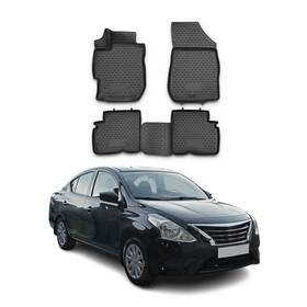 5097444 Omac Floor Mats Liner For Nissan Versa Sedan 2012-2019 Black Tpe All-weather 4x