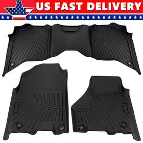Oumurs 644824849638 3pcs Floor Mats For Dodge Ram 1500 2500 3500 Crew Cab 2012-2018 Tpe 3d Liners