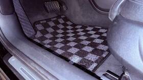 P2-cpta6c7frdg-tp Phase 2 Motortrend P2m Checkered Race Front Rear Floor Mats For Audi A6 Sedan C7 2012-18 Dark Grey