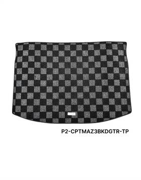 P2-cptmaz3bkdgtr-tp Phase 2 Motortrend P2m For Mazda 3 Mazdaspeed 2007-09 Bk Rear Trunk Carpet Mat Checker Dark Grey