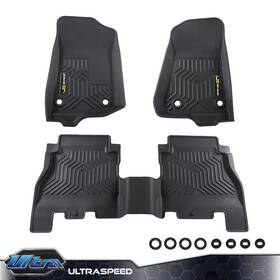 Ult-070406 Pit66 Fit For 18-24 Jeep Wrangler Jl 4 Door Floor Mats Liners Black Tpe All Weather