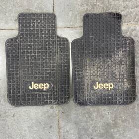 001521r01 Plasticolor Cj Yj Tj Lj For Jeep Logo Front Floor Mats In Black Pair Rubber Mat Used