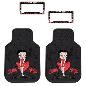Plasticolor 741072021448 New 4pc Betty Boop Skyline Front Auto Floor Rubber Mats And License Plate Covers
