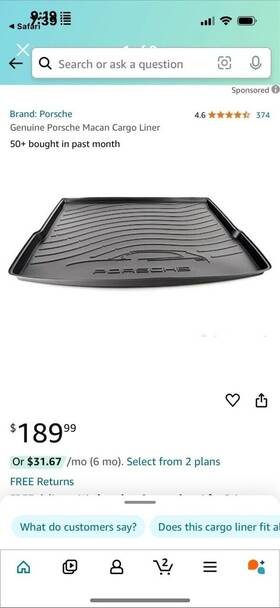 95b04480040 Porsche Macan All Weather Trunk Cargo Floor Carpet Liner Mat 95b04480040 Porsche Macan All Weather Trunk Cargo Floor Carpet Liner Mat