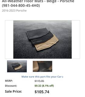 981-044-800-43-4h0 Porsche Accessories 2016-2023 911 All Weather Floor Mat Set Oem. 981 044 800 45 4ho