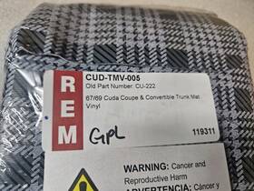 Cud-tmv-005 R.e.m. 67/69 Cuda Coupe And Convertible Trunk Mat Vinyl R.e.m