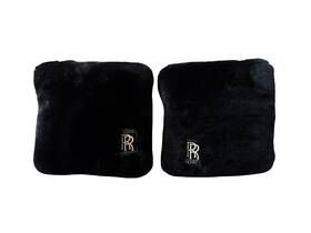 7127327 Rolls-royce Genuine Lambs Wool Pillows With Embroidered Rr Logos Black