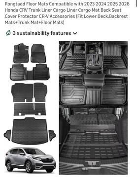 X003u0a1ar Rongtaod Floor Cargo Trunk Mats For 2023-2026 Honda Cr-v Full Set Liners