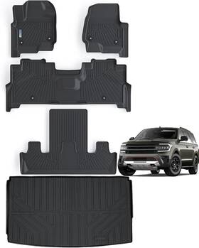 2018-2024-1 Sanban-axe Floor Mats And Trunk Mat For Ford Expedition Max 2018-2023 2024 Only Fit 7 Seats
