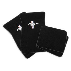Scott Drake 842110106759 For Ford Mustang 64 1st And 2nd Row Black Embroidered Carpet Floor Mats