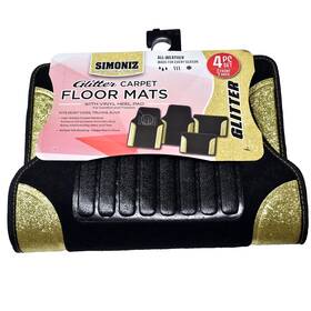 Simoniz 819772018560 Glitter Carpet Floor Mats With Vinyl Heel Pad 4pc Set Front Back