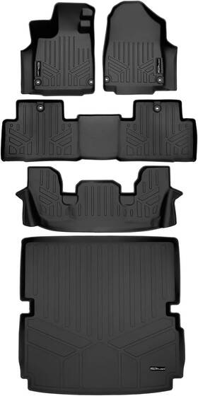Sa0581 Smartliner Sa0581/b0581/c0581/d0581 Custom Fit 3 Row Floor Mats Cargo Liner 2022-2023 Acura Mdx Black