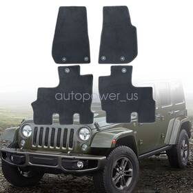 203530 Soillar For 2014-2017 Jeep Wrangler Front Rear Floor Mats Carpet Waterproof Black Velour