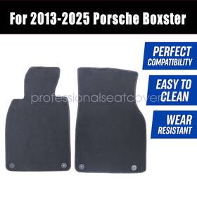 Soillar 754063336735 Front And Rear Floor Mats Carpet Waterproof Black Velour For 13-25 Porsche Boxster