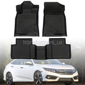 P2.tpejd103.h Soillar Tpe 1st And 2nd Floor Mats Liners Fits 2016 2017 2018 2019 2020 2021 Honda Civic
