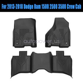 P2.tpejd137.h Soillar Tpe Floor Mats Liners Set Black For 2013-2018 Dodge Ram 1500 2500 3500 Crew Cab