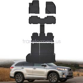 P2.tpejd479.h Soillar P2.tpejd15.h Tpe Floor Mats And Trunk Cargo Liners For 2014-2019 Toyota Highlander 7/ 8 Seats