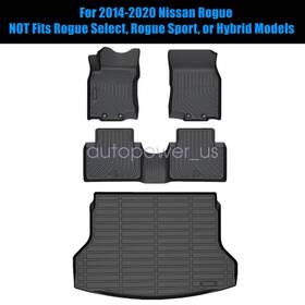 P2.tpejd233.h Soillar Tpe Floor Mats And Trunk Cargo Liner All Weather Black For 2014-2020 Nissan Rogue
