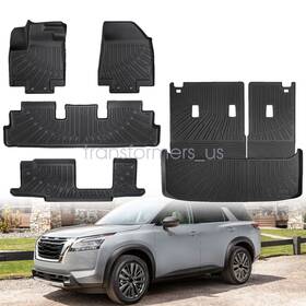 P2.tpejd578.h Soillar P2.tpejd246.h Tpe 3d Floor Mats And Trunk Cargo Liners For 2022-2024 Nissan Pathfinder 8 Seats