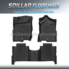 P2.tpejd251.h Soillar Tpe All Weather Floor Mats Liner Front &rear For 2016-2021 Nissan Titan Crew Cab