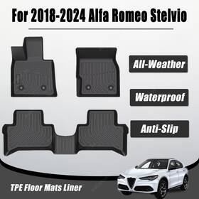 P2.tpejd270.h Soillar Fits 2018-2024 Alfa Romeo Stelvio Tpe 3d Front And 2nd Row Floor Mats Liners Set
