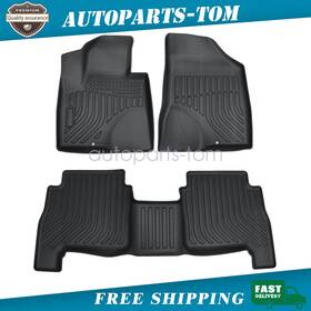 P2.tpejd319.h Soillar 3d Tpe 2 Rows Floor Mats Liners For Hyundai Santa Fe 2007-2012 Waterproof Black