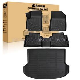 P2.tpejd339.h Soillar 4pcs Tpe Floor Mats And Trunk Cargo Liners Full Set For 2021-2025 Kia Seltos Black