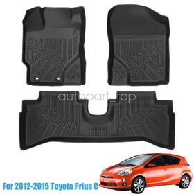 P2.tpejd367.h Soillar Front And Rear Floor Mats Liner For 2012-2015 Toyota Prius C Tpe Anti-slip Black