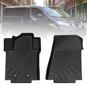 P2.tpejd390.h Soillar Front Floor Mats Liners Tpe All-weather 2pcs For 2013-2021 Nissan Nv200 Black