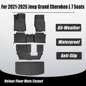 P2.tpejd523.h Soillar Tpe Floor Mats Trunk Cargo Liner 7 Seats For 2021-2025 Jeep Grand Cherokee L New