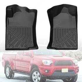 Soillar P2.tpejd654.h Tpe All-weather Front Floor Mats Liners 2pcs For 2012-2015 Toyota Tacoma Black