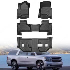 Soillar P2.tpejd681.h Tpe Floor Mats Liner Set For 2015-2020 Chevy Suburban/gmc Yukon Xl Bench Seating