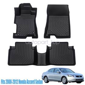 P2.tpejd94.h Soillar Front-rear Floor Mats Liner For 2008-2012 Honda Accord Sedan Tpe Anti-slip Black