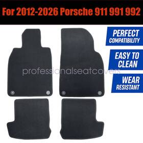 Z2.911jd02.h Soillar Front And Rear Floor Mats Carpet Velour For 2012-2026 Porsche 911 991 992 Black