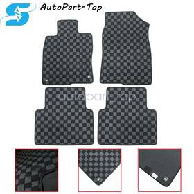 Z2.gzgj14.h Soillar Checkered Flag Carpet Floor Mats Fits 2017-2021 Honda Civic And Type-r Waterproof