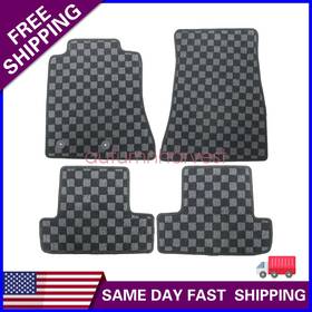Z2.gzgj17.h Soillar For Ford Mustang 2005-2014 Front And Rear Checkered Flag Carpet Floor Mats New