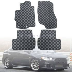Z2.gzjd16.h Soillar Checkered Flag Carpet Floor Mats For 2008-2015 Mitsubishi Lancer Evolution Evo X