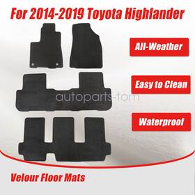 Z2.hldjd02.h Soillar Velour Floor Mats Carpet Black For 2014-2019 Toyota Highlander Hybrid 7-seats