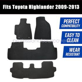 Z2.hldjd04.h Soillar Velour Floor Mats Carpet Black For 2009-2013 Toyota Highlander 7passengers