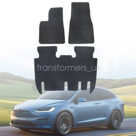 Z2.mxjd01.h Soillar 2022-2025 For Tesla Model X 5 Seat Front-rear Velour Floor Mats Carpet Anti-slip