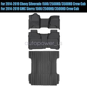 P2.tpejd400.h Soillar Z2.tpejd07.h For 2014-19 Chevy Silverado Gmc Sierra Crewcab Tpe Floor Mat Trunk Bed 5.8ft