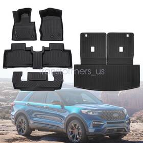 P2.tpejd439.h Soillar Z2.tpejd41.h Tpe Floor Mats Trunk Cargo Liner Backrest For 2020-2025 Ford Explorer 6-seats