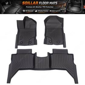 Soillar Z2.tpejd53.h Tpe Front-rear Floor Mats Liners For 2019-2023 Ford Ranger Super Crew Waterproof