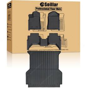 Soillar Z2.tpejd54.h P2.tpejd646.h For 2024-2025 Ford Ranger Super Crew Cab Tpe Floor Mats Truck Bed Mat Liners 5ft