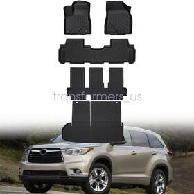 Z2.tpejd62.h Soillar Tpe 3d Floor Mats And Trunk Cargo Liners For 2014-2019 Toyota Highlander 7 Seats