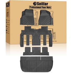 Soillar Z2.tpejd64.h P2.tpejd684.h Floor Mats Trunk Cargo Liner For 2009-2017 Chevy Traverse 7 Seat Tpe All Weather