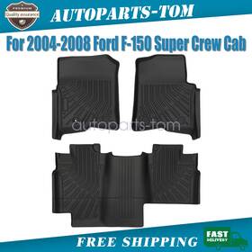 Z2.tpejd67.h Soillar 2 Row Floor Mats Liner Set For 2004-2008 Ford F-150 Super Crew Cab All Weather